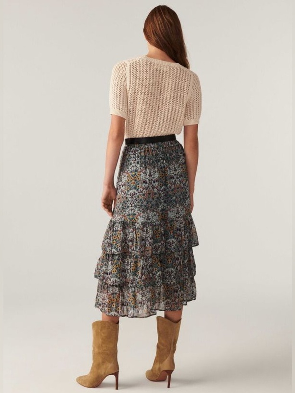 BA&SH $290 • size large • Paula Midi Skirt • Amande Tiered Fall Autumn - Picture 7 of 9